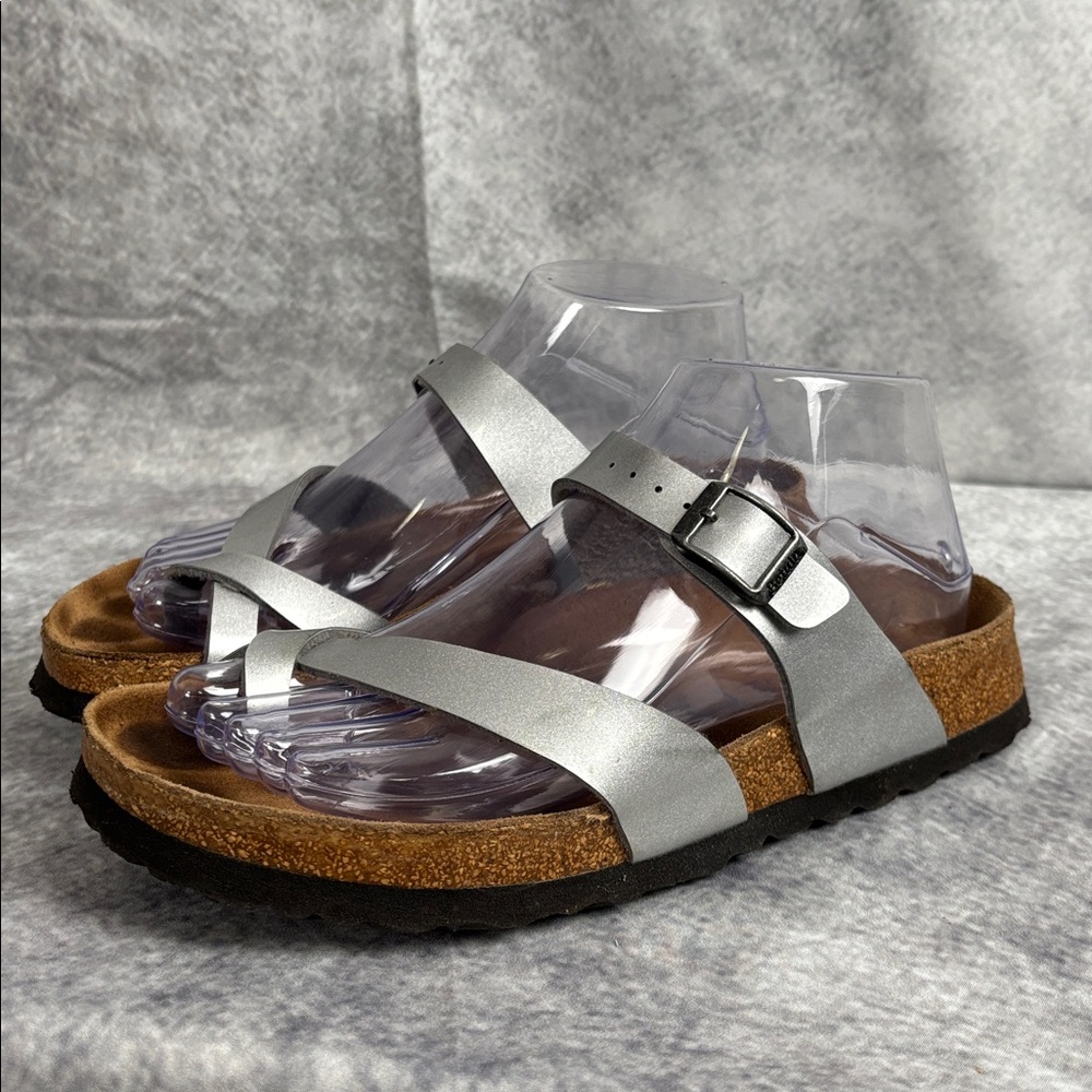 Betula By Birkenstock Mayari Soft Footbed One Toe Sandal Silver Women's Size 7 - Picture 3 of 12